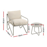 Gardeon Outdoor Bistro Set 3 Piece Patio Furniture Conversation Table and Chairs Khaki