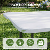 Gardeon 9PCS Outdoor Dining Set 180CM Folding Table and Chairs Patio Furniture White