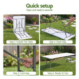 Gardeon 9PCS Outdoor Dining Set 180CM Folding Table and Chairs Patio Furniture White