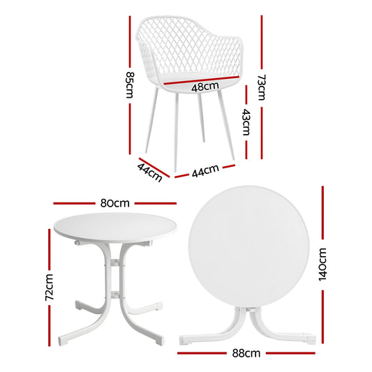 Gardeon 5PCS Outdoor Dining Set Table and Chairs Patio Furniture Garden Diamond White