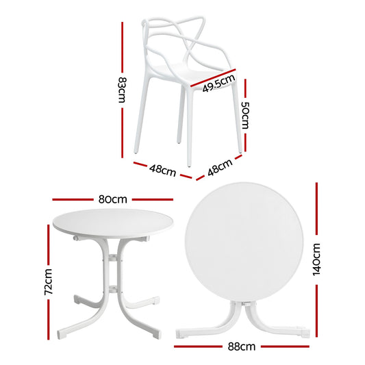 Gardeon 5PCS Outdoor Dining Set Table and Chairs Garden Patio Furniture Entwine White