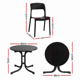 Gardeon 5PCS Outdoor Dining Set Table and Chairs Patio Furniture Garden Black