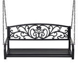 Gardeon Outdoor Porch Swing Chair Patio Furniture Floral Backrest 2 Seater Black