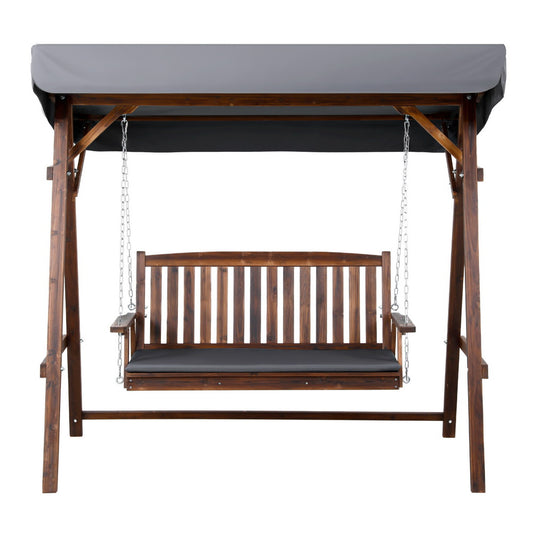 Gardeon Wooden Swing Chair Garden Bench Canopy 3 Seater Outdoor Furniture