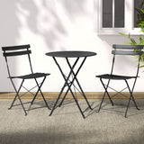 Gardeon 3PC Outdoor Bistro Set Steel Table and Chairs Patio Furniture Black