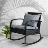 Gardeon Outdoor Furniture Rocking Chair Wicker Garden Patio Lounge Setting Black