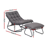 Gardeon Rocking Chair with Footrest Mesh Seat Cushion Outdoor Chairs Grey
