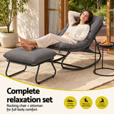 Gardeon Rocking Chair with Footrest Mesh Seat Cushion Outdoor Chairs Grey