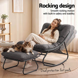 Gardeon Rocking Chair with Footrest Mesh Seat Cushion Outdoor Chairs Grey