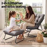 Gardeon Rocking Chair with Footrest Mesh Seat Cushion Outdoor Chairs Grey