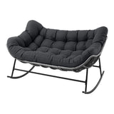 Gardeon Outdoor Rocking Chair Loveseat Wicker 2 Seater Cushion Patio Furniture Grey