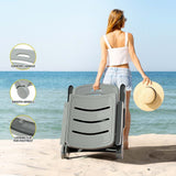 Gardeon 2PC Sun Lounger Folding Lounge Chair Wheels Patio Outdoor Furniture Grey