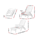Gardeon Sun Lounger Folding Chaise Lounge Chair Wheels Patio Outdoor Furniture