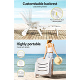 Gardeon Sun Lounger Folding Chaise Lounge Chair Wheels Patio Outdoor Furniture