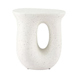 Gardeon Outdoor Side Table MGO Arch Cutout Garden Stool Stone Look White