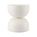 Gardeon Outdoor Side Table MGO Hourglass Garden Stool Terrazzo Look White