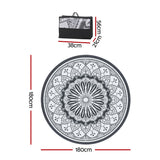 Gardeon 180CM Outdoor Rug Reversible Carpet PP Area Mat Patio Rugs Round Grey