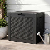 Gardeon Outdoor Storage Box 118L Container Lockable Garden Toy Tool Rattan-Texture Black