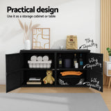 Gardeon Outdoor Storage Cabinet Box Deck Wicker Shelf Chest Garden Shed Tools Black