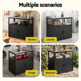 Gardeon Outdoor Storage Cabinet Garden Potting Bench Stainless Steel Table Top Black