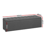 Artiss Storage Ottoman Blanket Box 140cm Linen Dark Grey