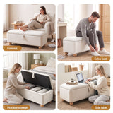 Artiss Storage Ottoman Hidden Bench Velvet Blanket Box Beige 97cm