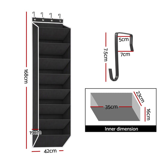 Artiss Over Door Shoe Organiser Storage 8-Tier Pantry Hanger Rack Fabric Black