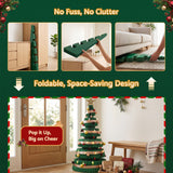 Jingle Jollys Paper Christmas Tree 111CM w/ Star Topper LEDs Xmas Decorations Kit Home Office Green