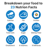 RENPHO SMART NUTRITION SCALE - BLE - 3XAAA - 9X6.3X0.8 INCH - GREY STAINLESS STEEL (UP TO 11LB)