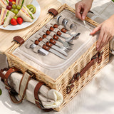 Alfresco 2 Person Insulated Picnic Basket Set with Foldable Wood Table Mat