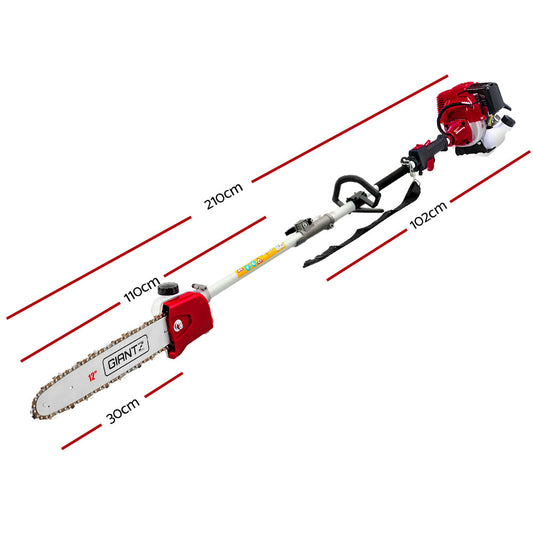 Giantz 4 Stroke Pole Chainsaw Petrol Hedge Trimmer Tree Pruner 12'' 9 In 1