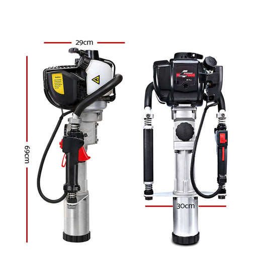 Giantz Petrol Post Driver 38CC 4-Stroke Rammer Pile Star Picket Fence Hole Black