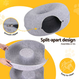 i.Pet Cat Bed with Tunnel 60x28CM Donut Felt Cave Hideaway Detachable Grey