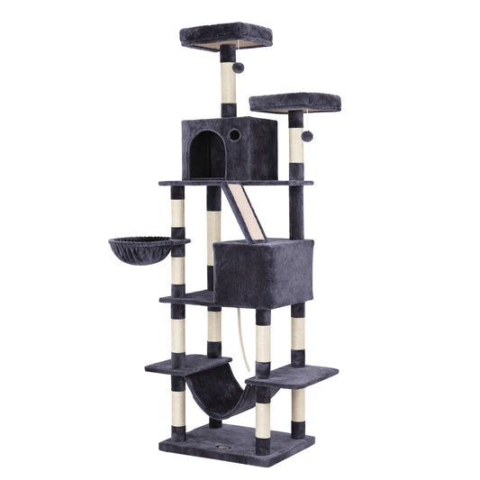 i.Pet Cat Tree Tower 206cm Large Scratching Post Furniture Scratcher House Grey