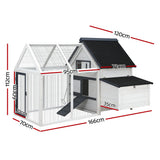 i.Pet Chicken Coop Rabbit Hutch 166cm x 120cm x 112cm Large Chicken Coop House Run Cage Wooden
