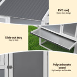 i.Pet Chicken Coop Large Outdoor Rabbit Hutch Chook House Hatch Box With Run Grey White