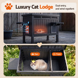 i.Pet Outdoor Cat House Pet Kennel Enclosure Cat Shelter Condo Rabbit Hutch Black