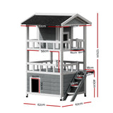 i.Pet Outdoor Cat House Shelter 72cm x 72cm x 127cm Rabbit Hutch Wooden Condo Small Outdoor Cat House
