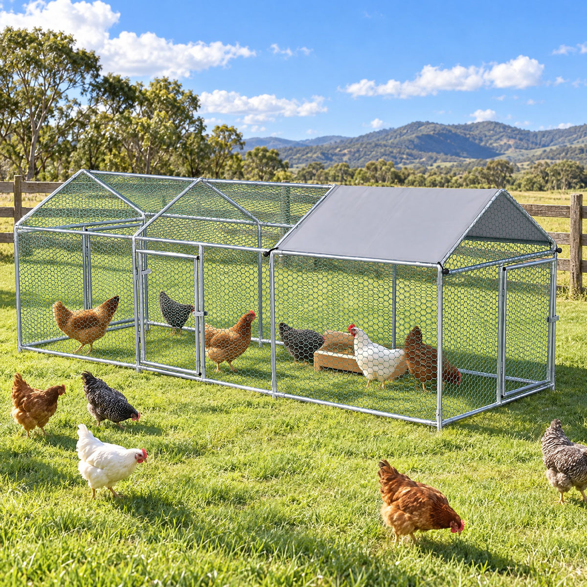 i.Pet Chicken Coop Rabbit Hutch Outdoor Run Walk in Hen Cage Ferret House 2.8x1x1m