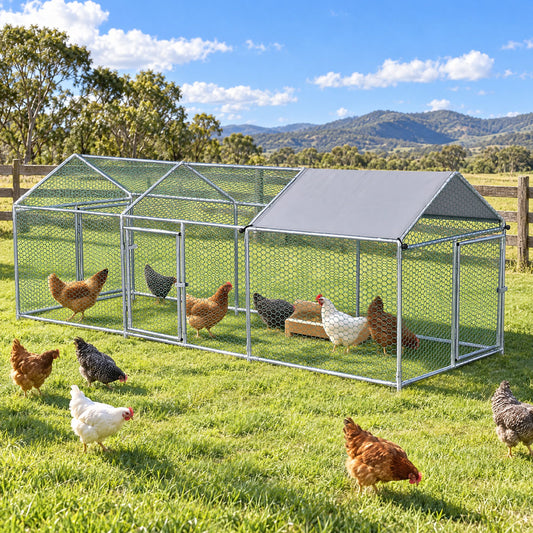 i.Pet Chicken Coop Rabbit Hutch Outdoor Run Walk in Hen Cage Ferret House 2.8x1x1m