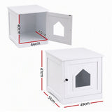 i.Pet 49x51cm Cat Litter Box Enclosure Hidden Litter Tray Cabinet White