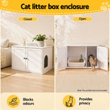 i.Pet 80x53cm Cat Litter Box Enclosure Hidden Litter Tray Cabinet Furniture White