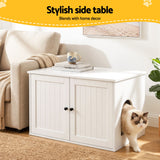 i.Pet 80x53cm Cat Litter Box Enclosure Hidden Litter Tray Cabinet Furniture White