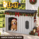 i.Pet 109cm Large Dog House Outdoor Pet Kennel with Metal Door Grey