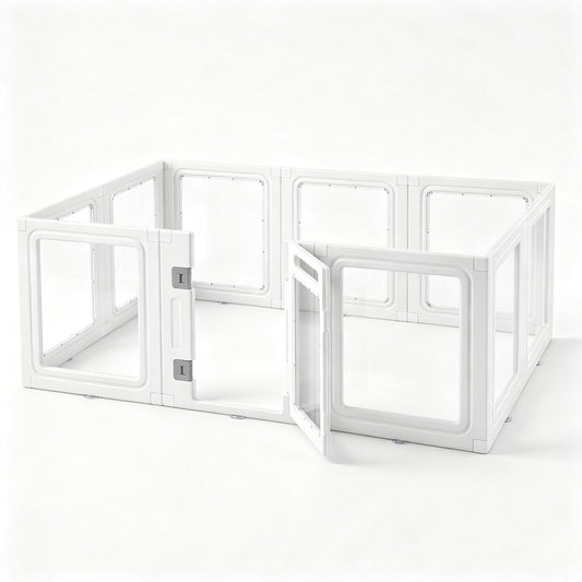 i.Pet Dog Pet Playpen 10 Panels Clear PET Plastic 152x100x57cm for Puppy Exercise