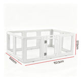 i.Pet Dog Pet Playpen 10 Panels Clear PET Plastic 152x100x57cm for Puppy Exercise