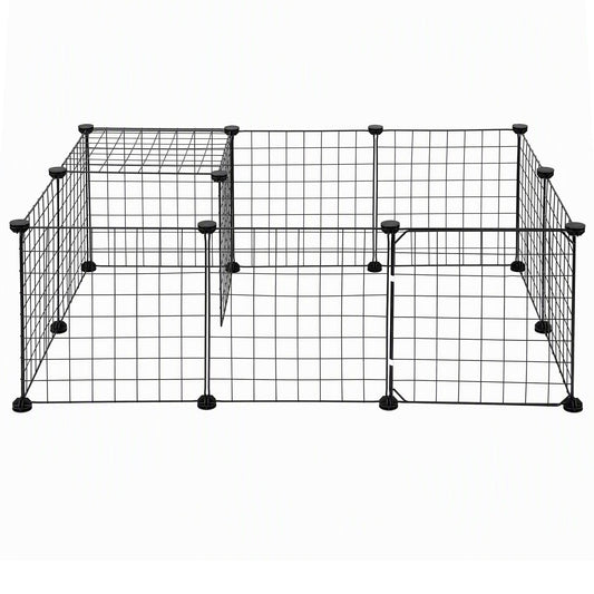 i.Pet Dog Playpen 12 Panels Pet Playpen 35x35cm Iron DIY Enclosure for Small Animals