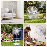 DEVANTI 16" 5-in-1 Rechargeable Fan for Pedestal Table Floor Wall Ceiling