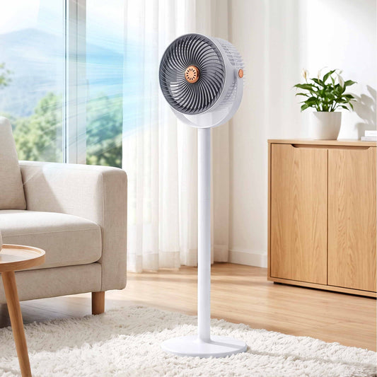 Devanti Rechargeable Pedestal Fan, 4000mAh Battery 5 Speed 4 Height, White