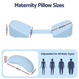 Giselle Bedding Memory Foam Pregnancy Pillow Adjustable with Concave Curve Design, Support for Back, Belly, and Hips, Blue